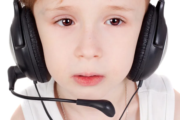 Niño en los auriculares — Foto de Stock