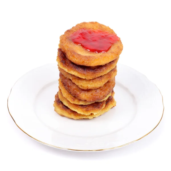 Pfannkuchen mit der Johannisbeermarmelade — Stockfoto