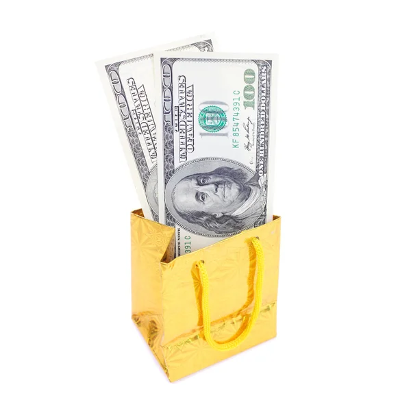 Parcel and dollars — Stock Photo, Image