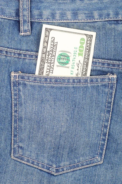 Kot pantolon ve dolar — Stok fotoğraf