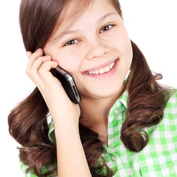 Meisje spreken via de mobiele telefoon — Stockfoto