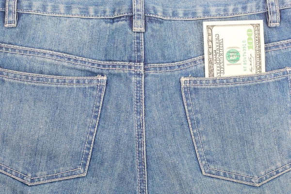 Money and jeans — Stock Photo, Image