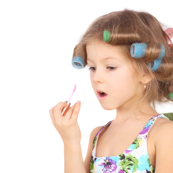 Little girl making makeup — Stock Photo, Image