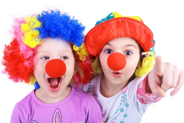 Little girls playing clowns — Stock Photo, Image