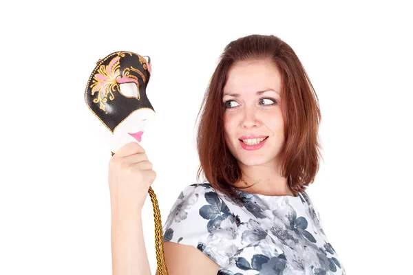 Girl and mask — Stock Photo, Image