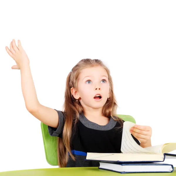 Verrast meisje met de boeken — Stockfoto