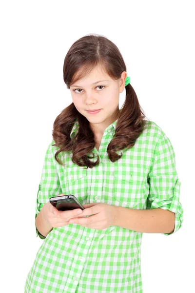 Menina com telefone móvel — Fotografia de Stock