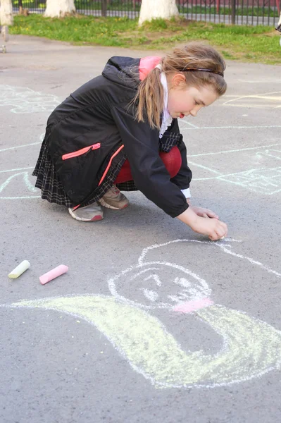 Meisje tekening — Stockfoto