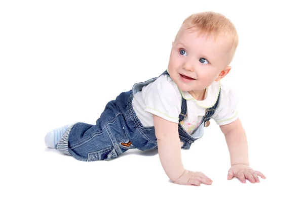 Little baby creeping and smiling — Stock Photo, Image