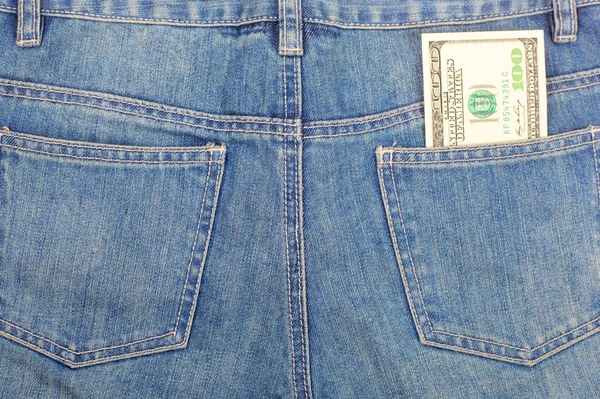Kot pantolon ve dolar — Stok fotoğraf