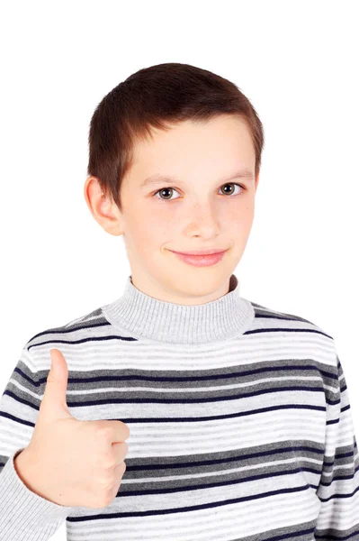 Boy with his thumb up — Stock Photo, Image