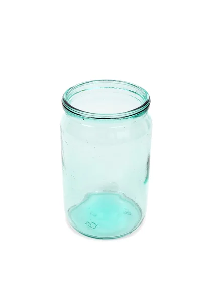 Transparent green glass jar — Stock Photo, Image