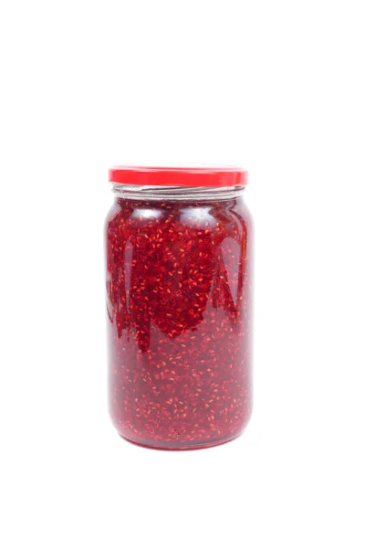 Confiture de framboises en pot — Photo