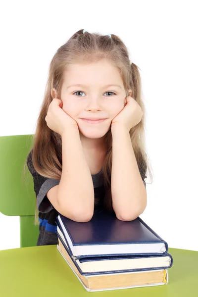 Petite fille avec les livres — Photo