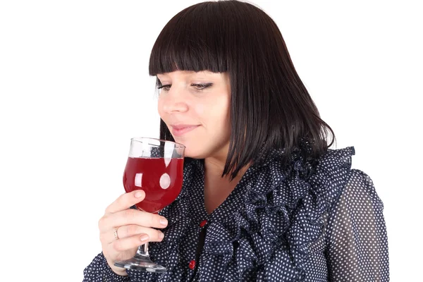 Young woman smells the wine — Stock Photo, Image