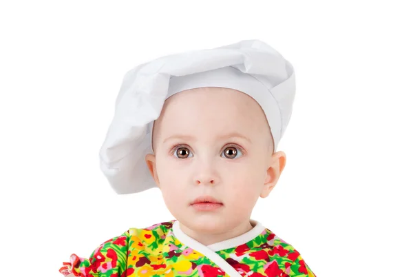 Lilla baby i cook cap — Stockfoto