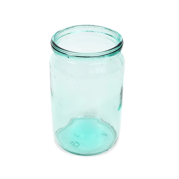 Transparent green glass jar — Stock Photo, Image