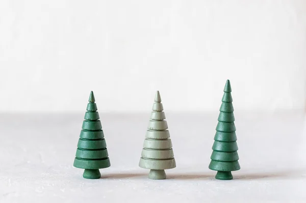 Nyår Och Jul Trä Dekorativa Träd Noll Avfall Koncept — Stockfoto