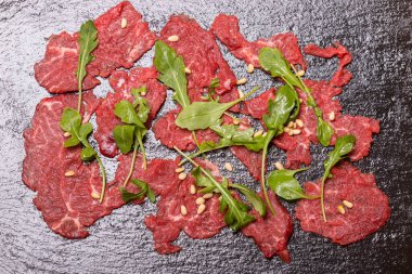 İtalya carpaccio 'sunun genel görünümü 