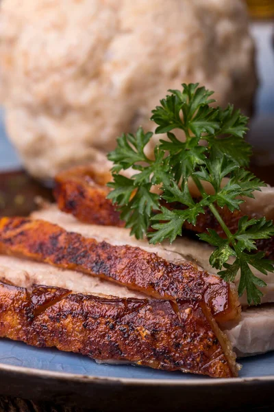 Bavarian Roasted Pork Bread Dumpling — Stock Photo, Image