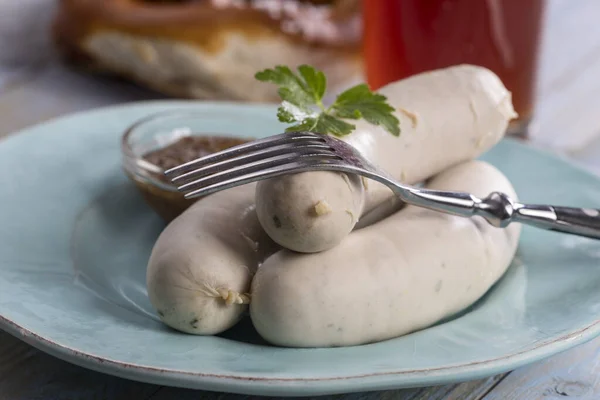 Bayerische Weißwürste Mit Brezel — Stockfoto