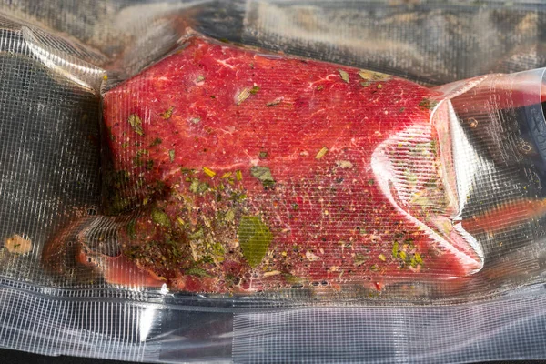beef meat in a sous vide bag