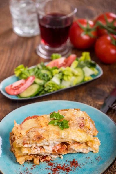 Closeup Portion Lasagna — Stock Photo, Image