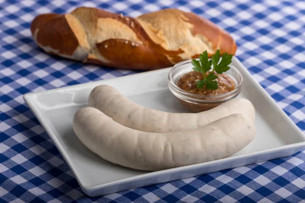 bavarian white sausages on a plate