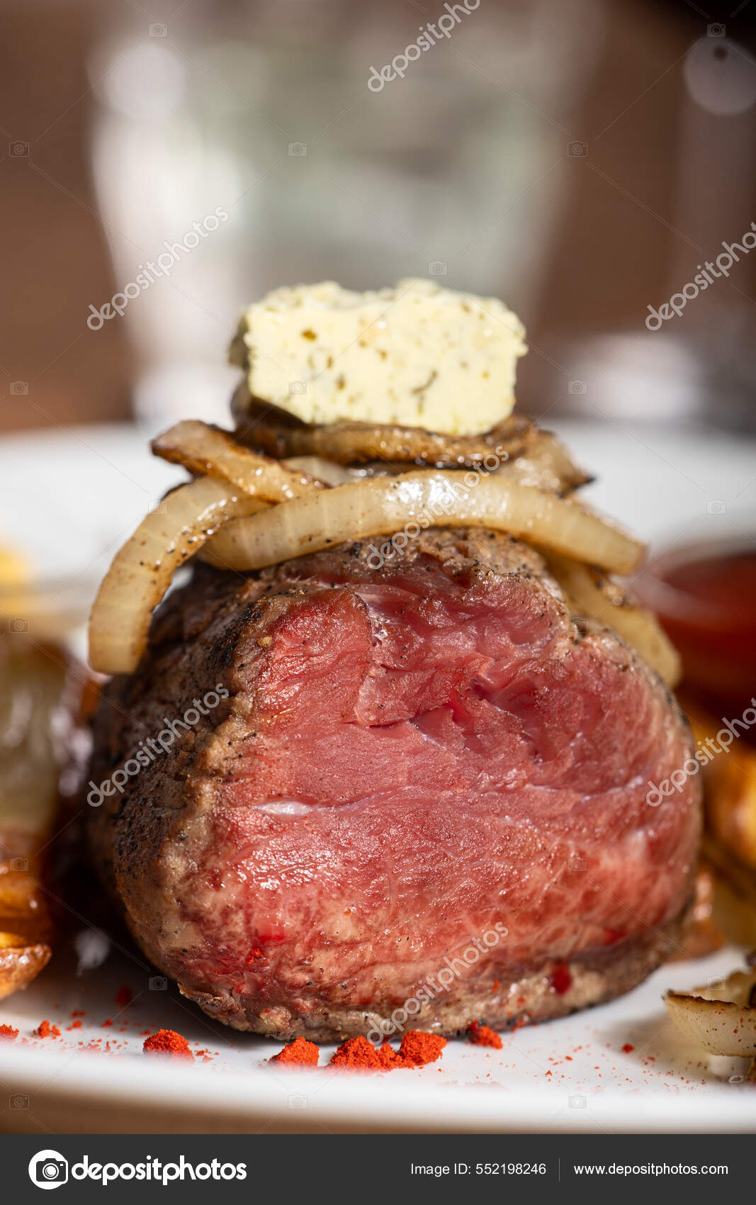 Grilled Steak Onion Rings Stock Photo by ©bernjuer 552198246