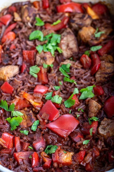 Prato Arroz Sérvio Madeira — Fotografia de Stock