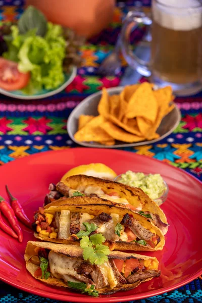 Tacos Mexicanos Parrilla Plato —  Fotos de Stock