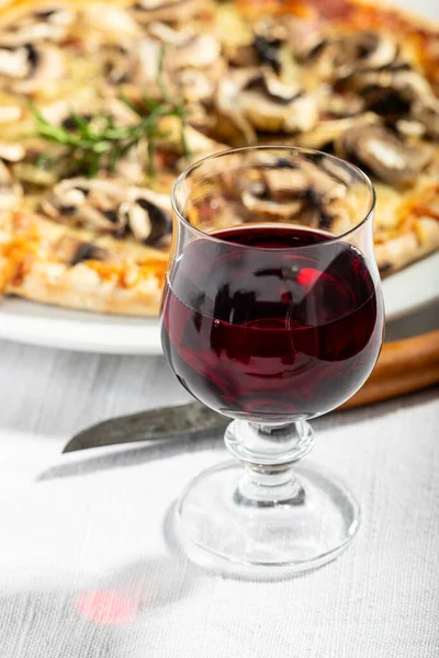 Closeup Mushroom Pizza Rosemary — Stock Photo, Image