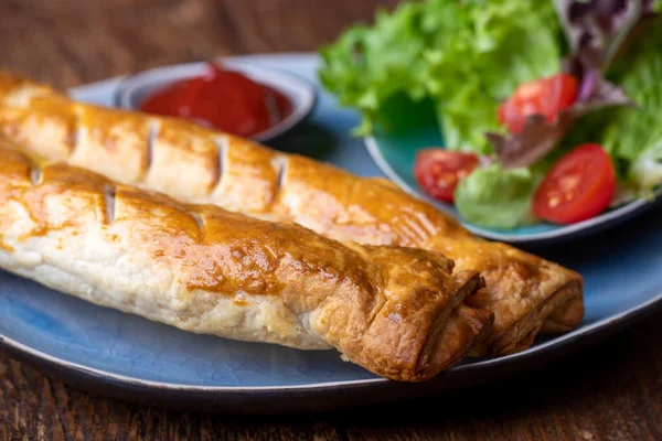 Frankfurters Puff Pastry Plate — Stock Photo, Image