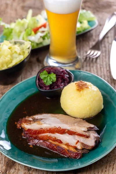 Bavarian Roasted Pork Dumplings — Stock Photo, Image