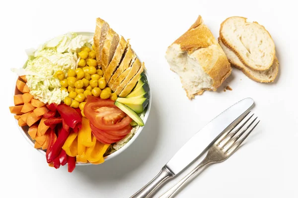 Buddha Bowl Chicken Wood — Stock Photo, Image