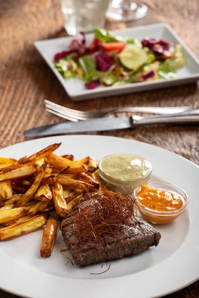 Steak Chilivel Sült Krumplival — Stock Fotó