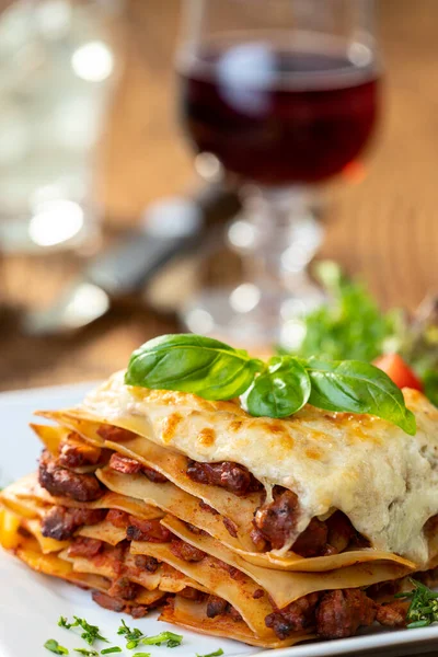 Closeup Portion Lasagna — Stock Photo, Image