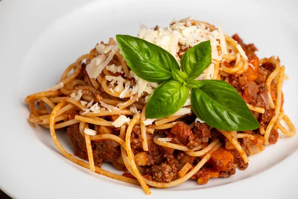 Spaghetti Bolognaise White Plate — Stock Photo, Image