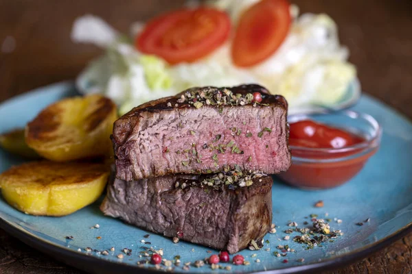 Grilovaný Steak Talíři — Stock fotografie