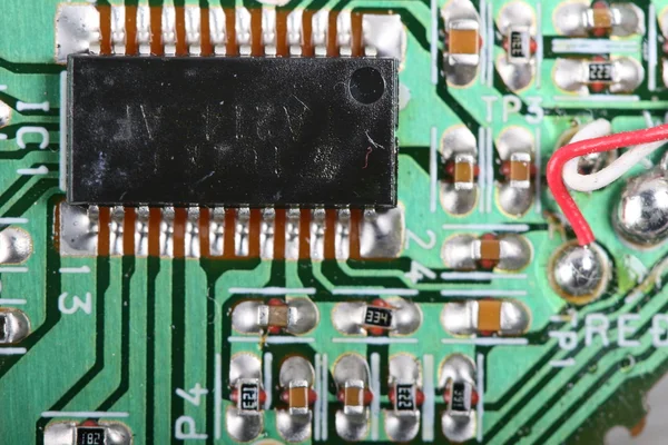 PCB z chipem ic — Zdjęcie stockowe