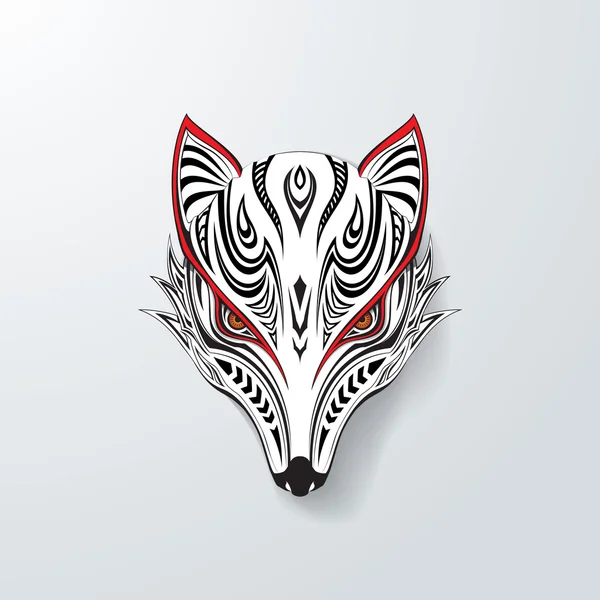 Cabeza de zorro tribal — Vector de stock