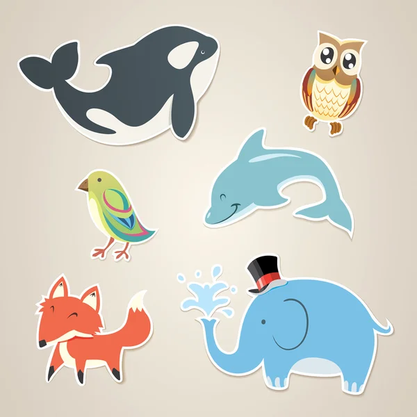 Animal Sticker Set — Stock Vector