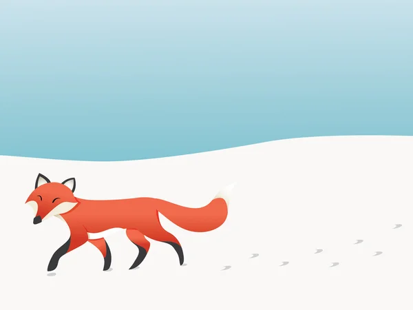 Fox en la nieve — Vector de stock