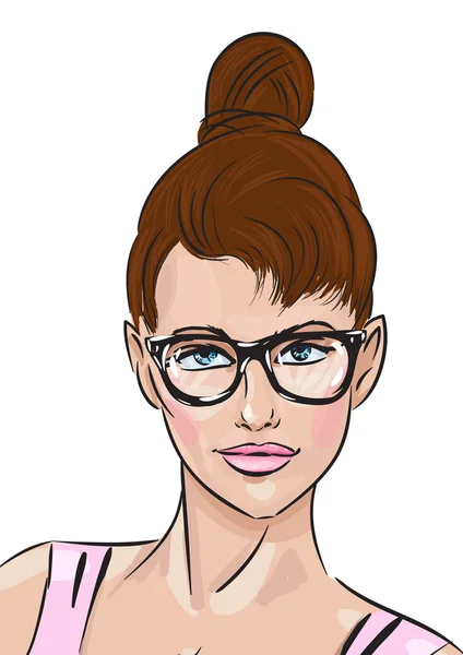 Belle dame buisness avec des lunettes — Image vectorielle