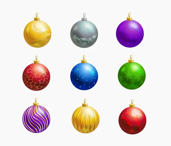 Набор икон для украшения рождественских шаров — стоковый вектор