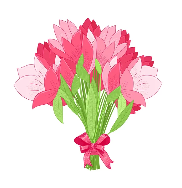 Beautiful bouquet of pink tulips — Stock Vector