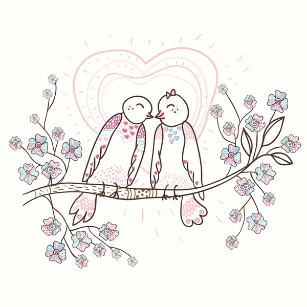Ilustración de Aves de Amor — Vector de stock