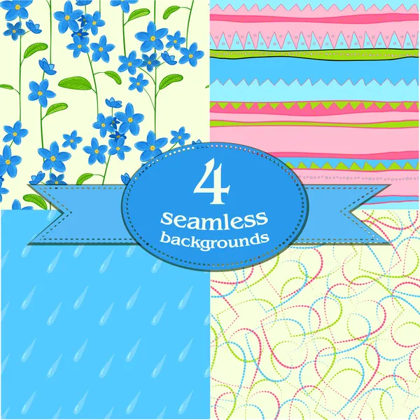 Cute seamless backgrounds — Stock Vector