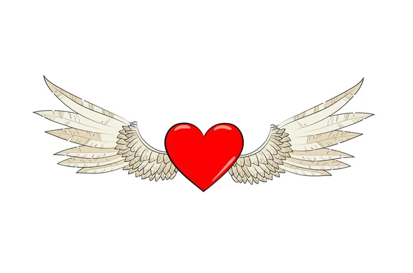 Vector wings and heart — Stock Vector