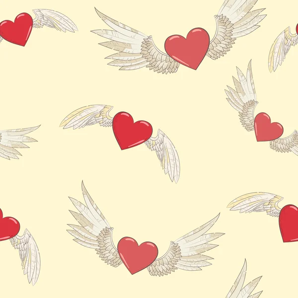 Άνευ ραφής φτερά διάνυσμα και καρδιά — Διανυσματικό Αρχείο